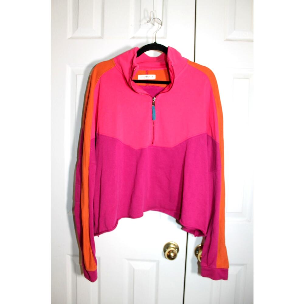 Natural Life 'Jess' Colorblock French Terry Quarter Zip Sweatshirt sz M - Picture 2 of 5
